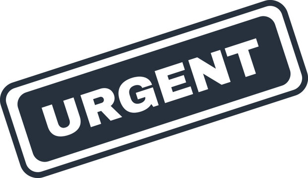 Black and white urgent stamp or label with bold text