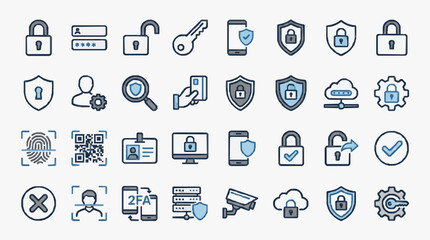 Fototapeta premium Collection of Cybersecurity and Digital Protection Icons