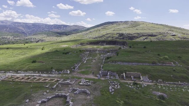 Cinematic Drone Video of Pisidia Antiocheia Ancient City Near Yalvac in Isparta, Turkey