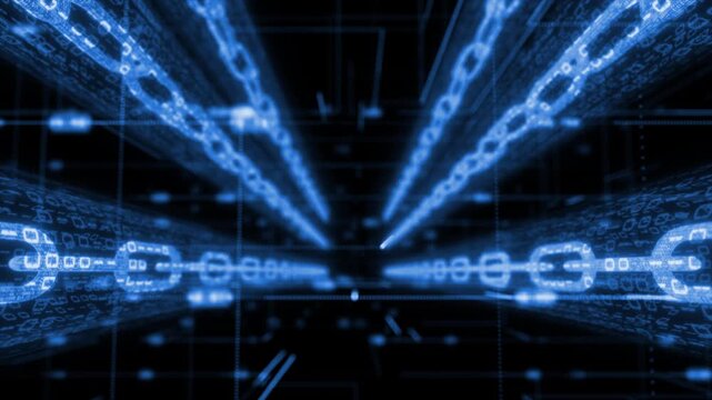 Royal blue color big data analytics binary code network data hi tech design flow AI technology background