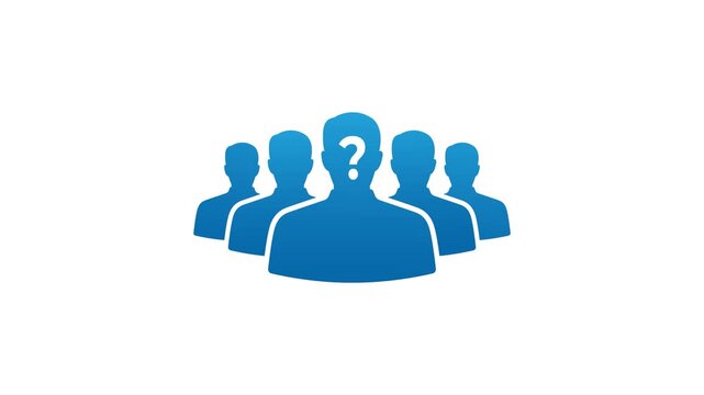 4K animation of Anonymous Team Icon With Question Mark Profile Symbol Representing Unknown User Group And Customer Support