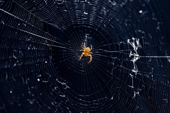 Yellow orb-weaver spider on its web
