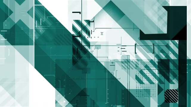 4K abstract geometric motion background featuring layered shapes, diagonal elements and subtle interface graphics with fast-paced transitions