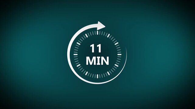 11 Minute Circular Timer Interface with Progress Scale and Arrow Icon on Teal Gradient Background Modern Minimal Design