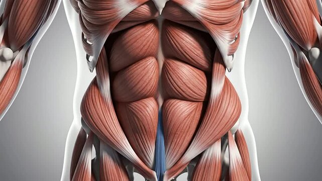 4K Anterior View Of Deep Core Muscles Highlighting The Psoas Muscle For Educational And Medical Illustrations