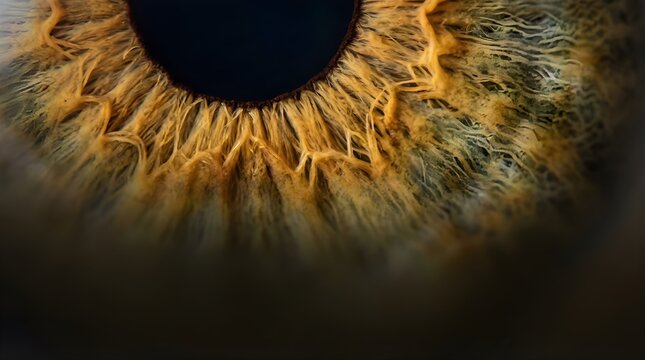 Extreme Macro Close-up of Human Eye Iris Showing Brown Texture Detail