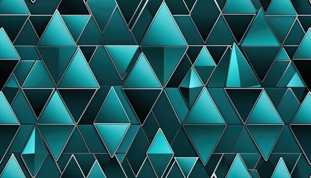 Repeating teal triangular prisms arranged on dark surface