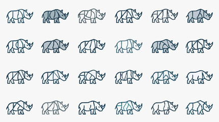 Collection of Rhino Line Art Icons © Ki