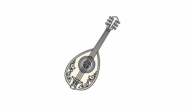 Traditional musical instrument mandolin drawing.