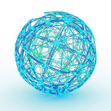 Abstract glowing 3d network sphere illustration