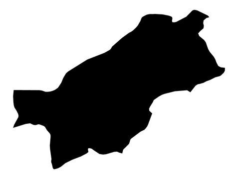 A contour map of Paktia. Afghan province silhouette