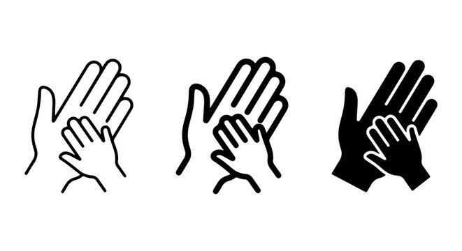 Generosity Hands Icon Set, Generous Giving Symbols, Support and Care Vector Graphics, Family Love