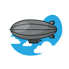 Grey zeppelin blimp airship flying in blue sky vector illustration © sahil