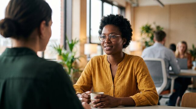 HR manager consulting employee in modern office meeting room