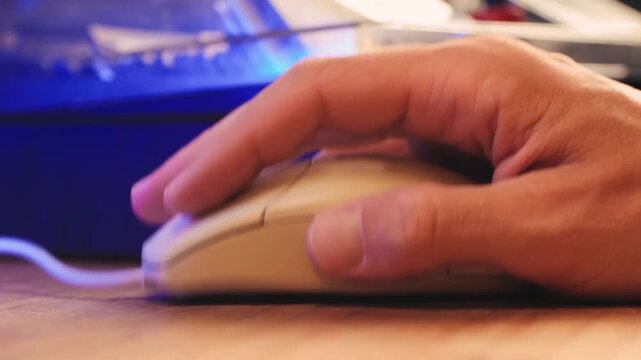 Close Up of IT Engineer Using Retro Computer for Work and Gaming