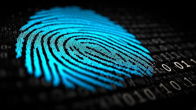 fingerprint on a black background social media innovative cyber security network, using interconnected nodes to represent business partnerships on the Smart digital Innovation city with connection net