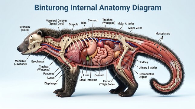 Binturong Internal Anatomy Diagram