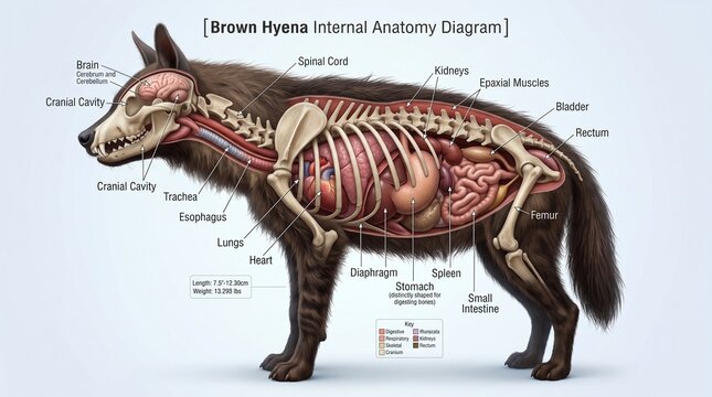 Brown Hyena Internal Anatomy Diagram