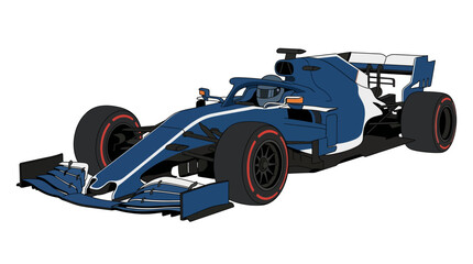 Naklejka premium Blue white williams formula one racing car depicts speed, aerodynamics, performance. Suited for automotive, sports, and technology design projects.