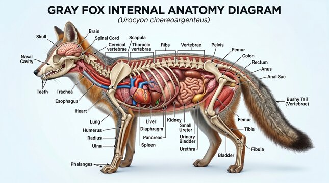 Gray Fox Internal Anatomy Diagram