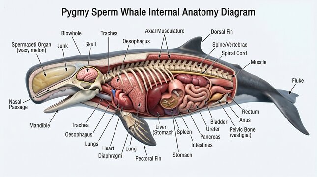 Pygmy Sperm Whale New Internal Anatomy Diagram