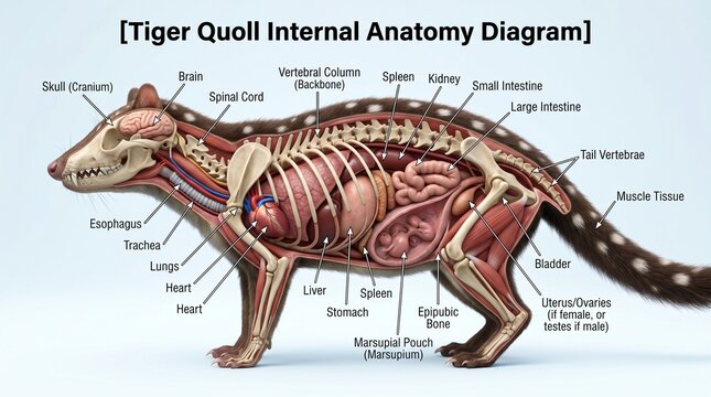 Tiger Quoll Internal Anatomy Diagram