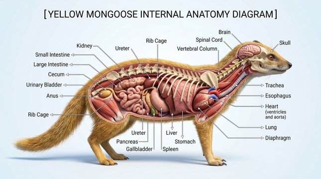 Yellow Mongoose Internal Anatomy Diagram
