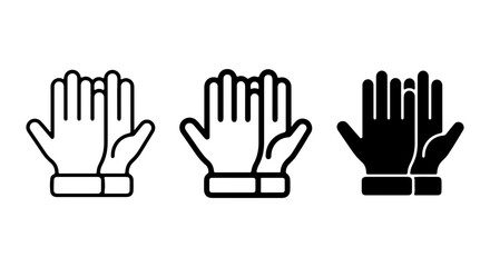 Fototapeta premium Open Hands Gloves Icons, Protective Gear Vector Set, Medical Safety Symbols, Cleanliness Hands