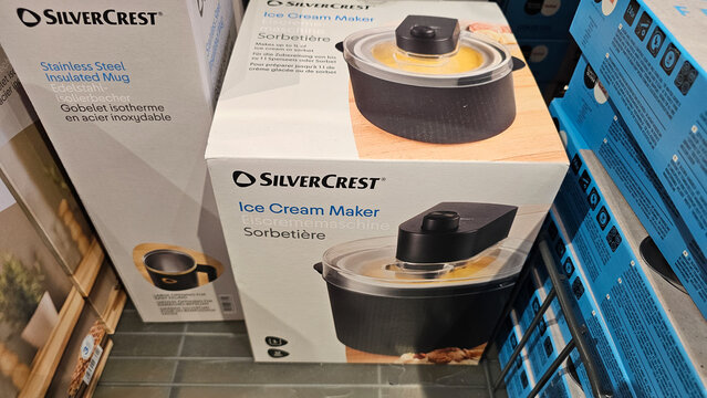 Silvercrest ice cream maker box retail display aisle