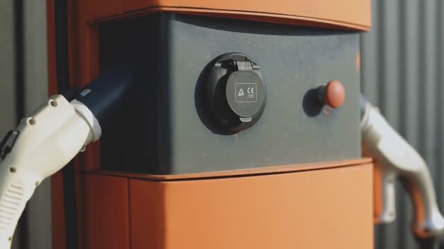 Modern Electric Vehicle Charging Station Near Retail Location