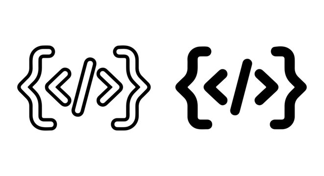Coding Brackets Icon Set, Programming Syntax Symbols, Web Development Elements, Software Engineering Icons