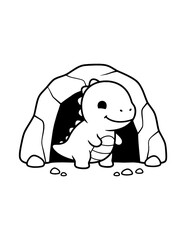 Cute Baby Dinosaur Coloring Page for Kids. Simple Dinosaur Outline Illustration for Children. © Salma