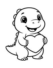 Obraz premium Cute Baby Dinosaur Coloring Page for Kids. Simple Prehistoric Animal Outline Illustration for Children.