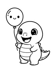Obraz premium Cute Baby Dinosaur Coloring Page for Kids. Simple Dinosaur Outline Illustration for Children.
