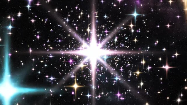 twinkling stars and colorful starfield in an abstract outer space cosmic background featuring sparkling glitter