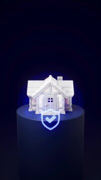 White House Model Protected by Digital Cyber Shield Icon