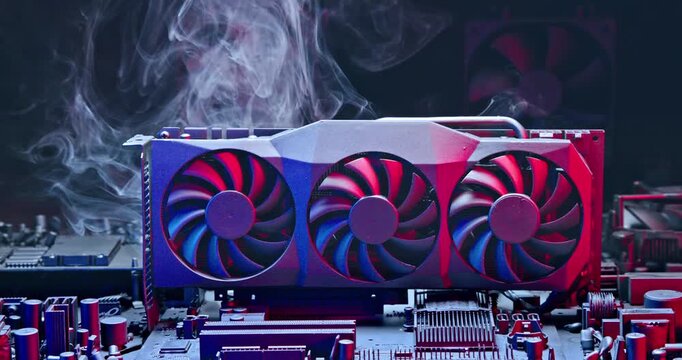 Working graphics card during malfunction fan on heat sink.
