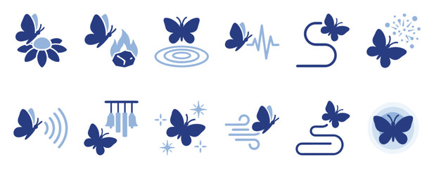 Fototapeta premium Set of butterfly icons illustrating nature elements change and transformation perfect for environmental projects wellness applications and symbolic graphic representations