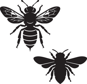 Premium High-Contrast Honeybee Silhouette Vector Design