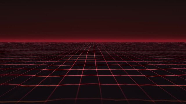Grid pattern in a dark space with red lines