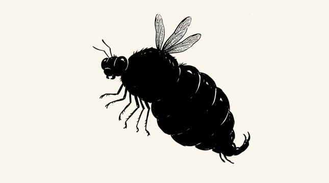 Black fly insect side view profile.