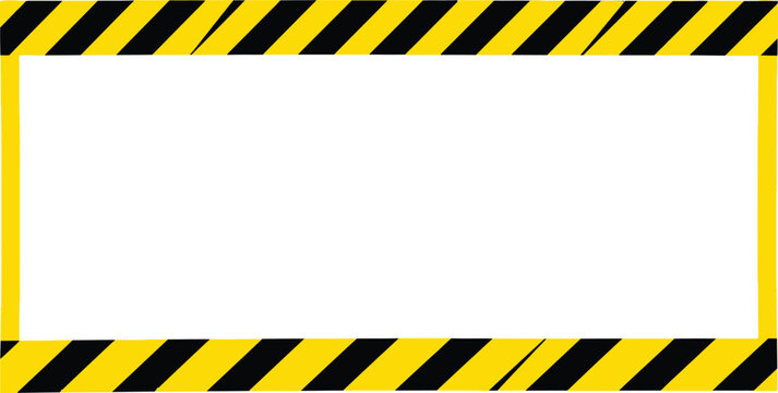 Yellow and black hazard warning stripes frame, caution sign border