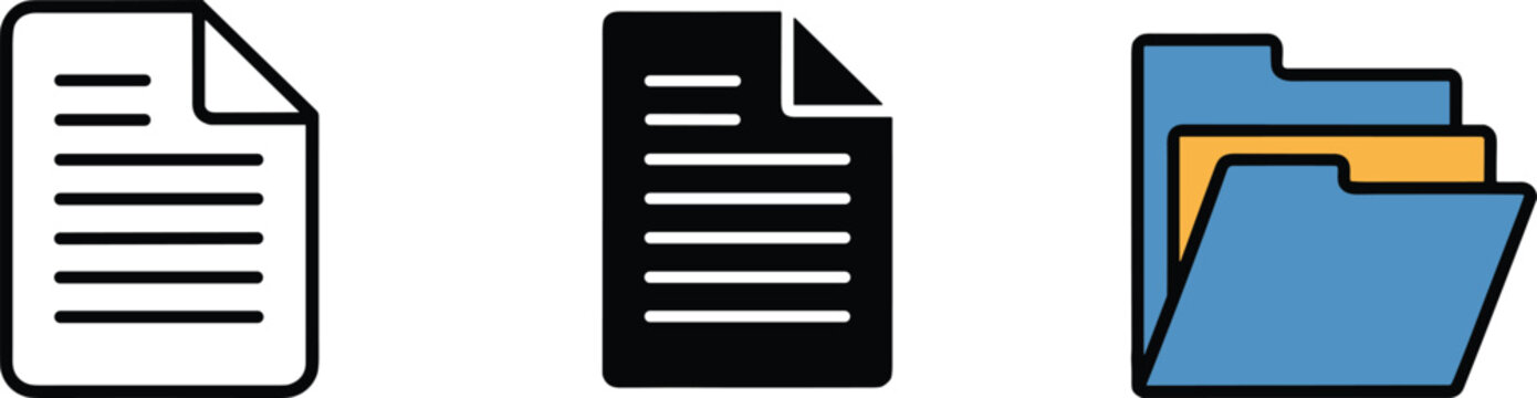 Three document page corner icons in different styles