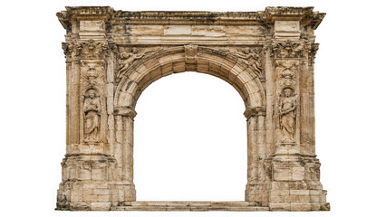 Obraz premium Ancient roman triumphal arch architectural ruin isolated on transparent background