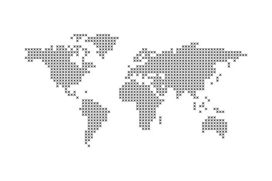 World map made of small dots
