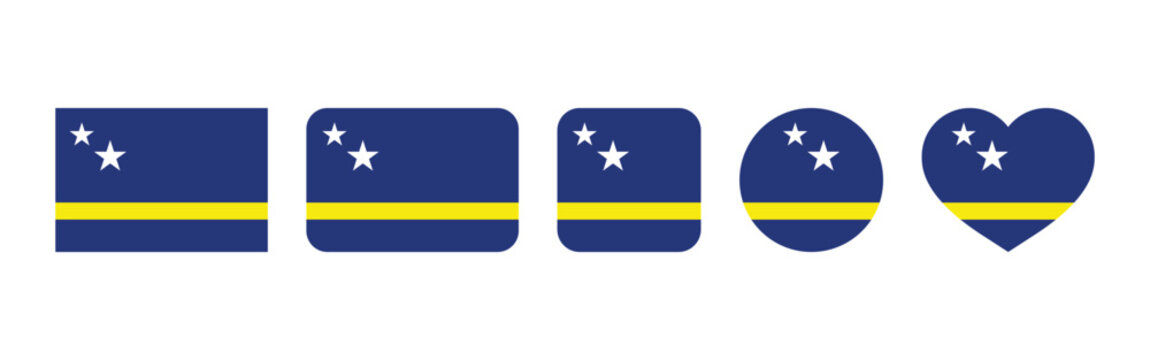 Curacao flag icons in various shapes
