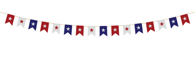 Obraz premium Patriotic star shaped bunting garland with red white and blue colors