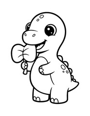 Fototapeta premium Cute Baby Dinosaur Coloring Page for Kids. Simple Dinosaur Outline Illustration for Children.