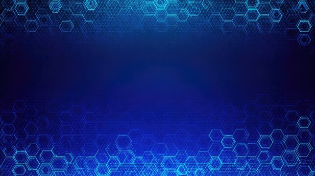 Abstract blue digital background with glowing hexagonal patterns