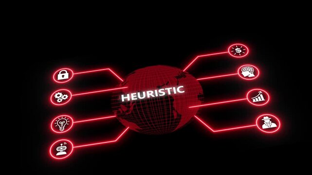 Heuristic digital globe concept with red neon and data network